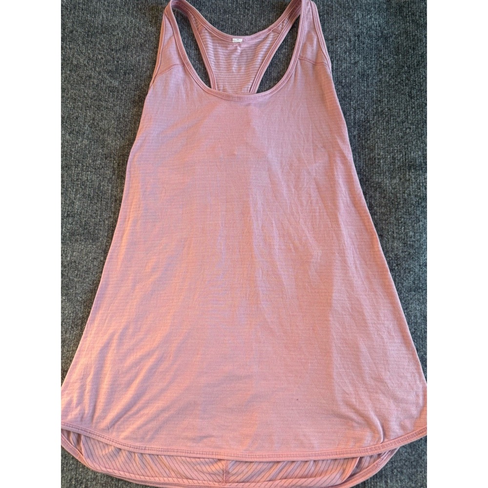 Lululemon Pink Striped Racerback Tank Top Twist Back Athletic Yoga Size 10
